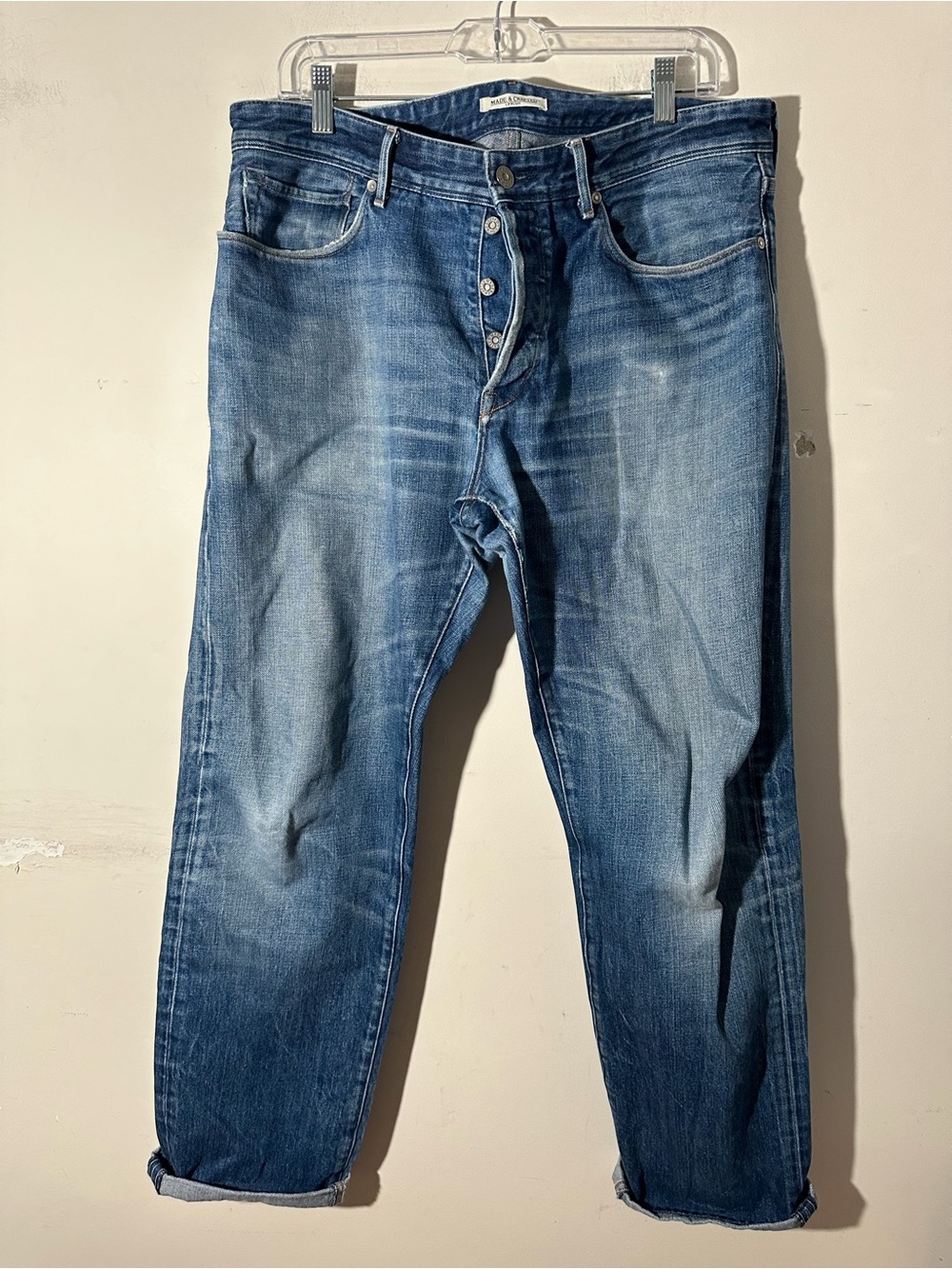 Levi's Made & Crafted Button Fly Jeans W34 Medium Wash Premium Denim